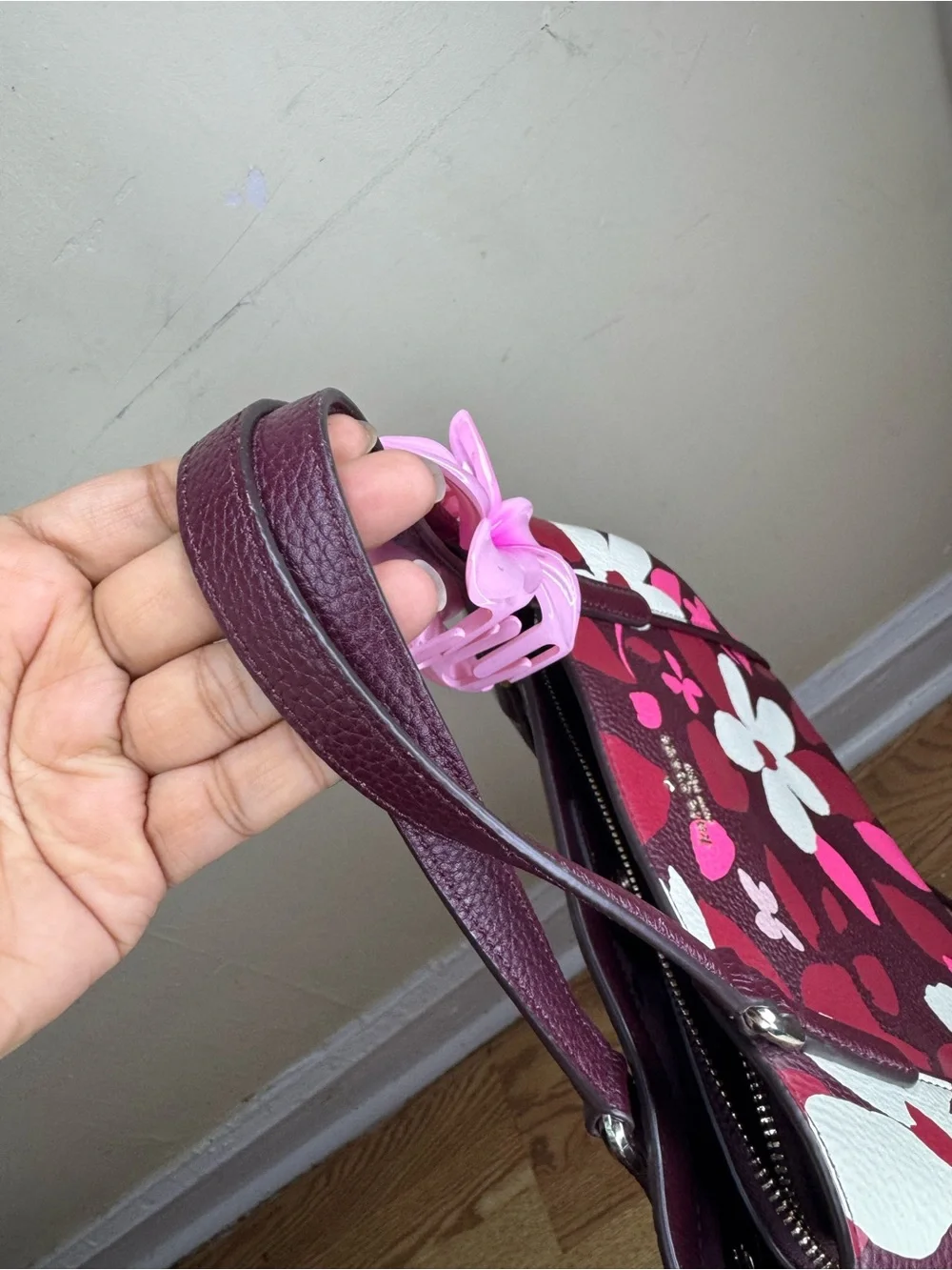 kate spade Floral Dome Satchel in Burgundy, Pink & White